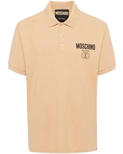 Moschino Polo Shirt With Print - Natural
