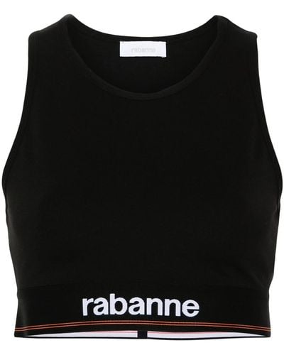 Rabanne Sports Bra With Logo Band - Black