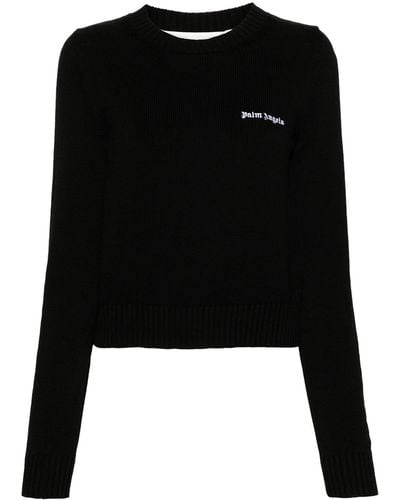 Palm Angels Short Jumper With Embroidery - Black