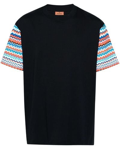 Missoni T-Shirt With Zigzag Sleeves - Black