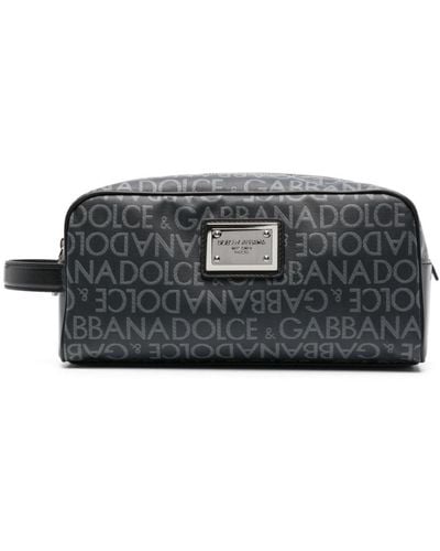 Dolce & Gabbana Beauty Case With Printed Logo - Black