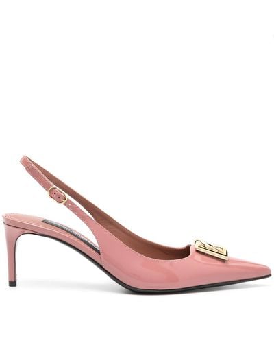 Dolce & Gabbana Court Shoes With 65Mm Logo Plaque - Pink
