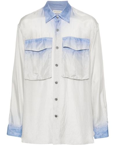 Dries Van Noten Oversized Silk Shirt - Blue