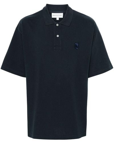 Maison Kitsuné Polo Shirt With Fox Patch - Blue