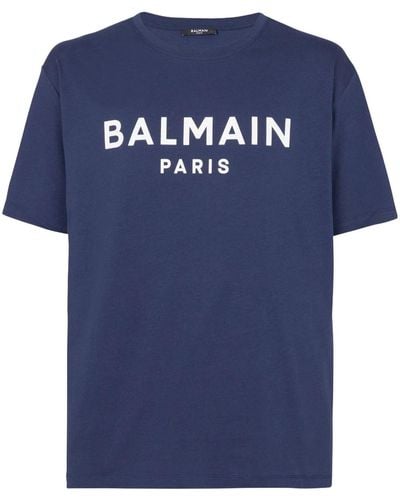 Balmain T-Shirt Con Stampa - Blu