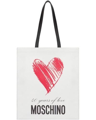 Moschino 40 Years Of Love Nappa Shopper - White