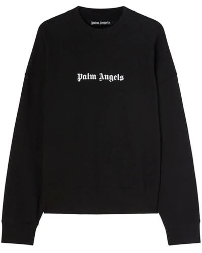 Palm Angels Crew-Neck Sweatshirt With Print - Black