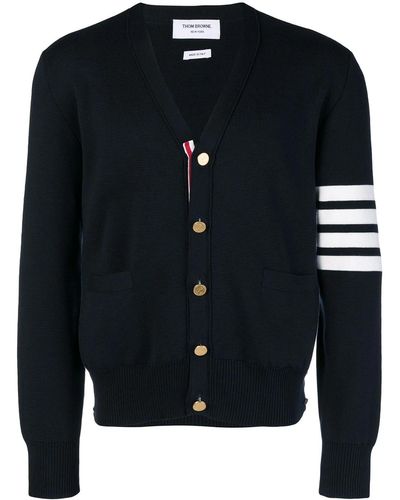 Thom Browne Cardigan With Striped Detail - Blue