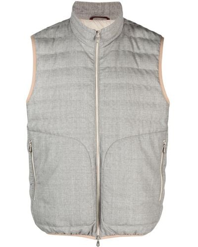 Brunello Cucinelli Padded Vest With Zip - Grey