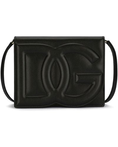Dolce & Gabbana Borsa A Tracolla Con Logo Goffrato - Nero