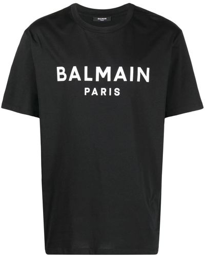 Balmain Crewneck T-Shirt With Print - Black