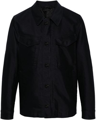 Tom Ford Shirt Jacket With Wide Collar - Blue