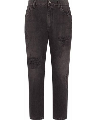 Dolce & Gabbana Tapered Jeans With A Worn Effect - Black