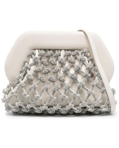 THEMOIRÈ Tia Knots Clutch Bag Embellished With Rhinestones - White