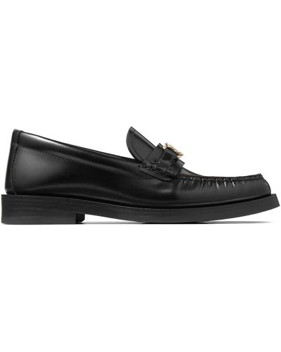 Jimmy Choo Addie Leather Loafers With Logo Plaque - Black