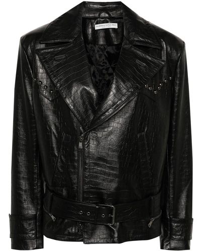 Alessandra Rich Jacket With Crocodile Effect - Black