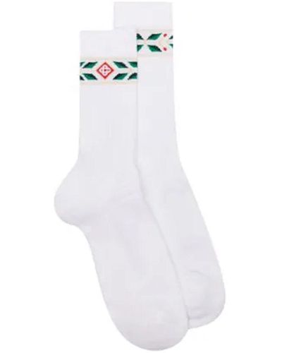 Casablanca Laurel Ribbed Socks - White