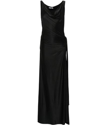 Rabanne Long Sleeveless Dress With Gathering - Black