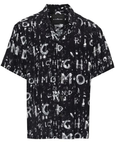 John Richmond Shirt With All Over Print - Black