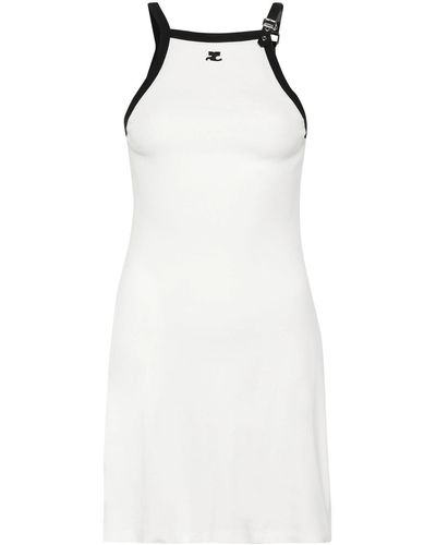 Courreges Short Dress With Logo Application - White