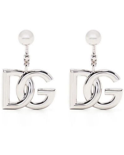 Dolce & Gabbana Orecchini Pendenti Kim Dolce&Gabbana Con Logo - Bianco