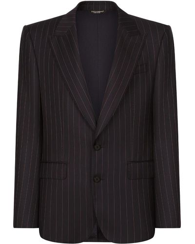 Dolce & Gabbana Striped Single-Breasted Blazer - Black