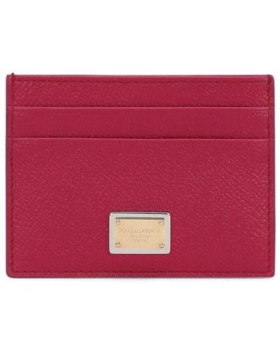 Dolce & Gabbana Dauphine Card Holder With Logo Plaque - Red