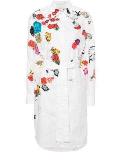 Marni Cotton Shirtdress With Floral Print - White