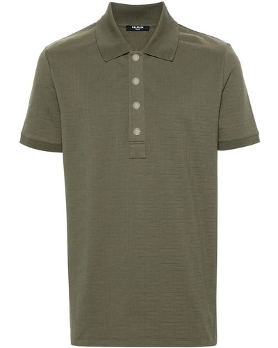 Balmain Polo Shirt With Jacquard Effect - Green