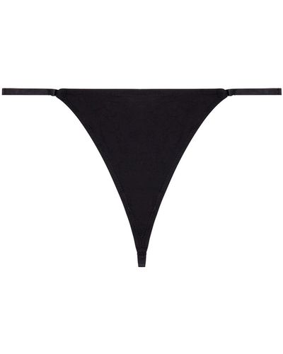 DIESEL Thong With Logo Plaque - Black