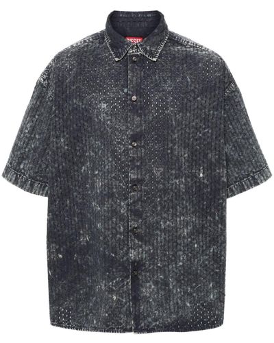 DIESEL S-Lazer Shirt With Perforated Design - Grey