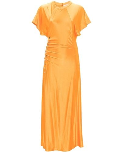 Rabanne Gathered Maxi Dresses With Short Sleeves - Orange