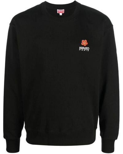 KENZO Cotton Sweatshirt With Logo Print - Black
