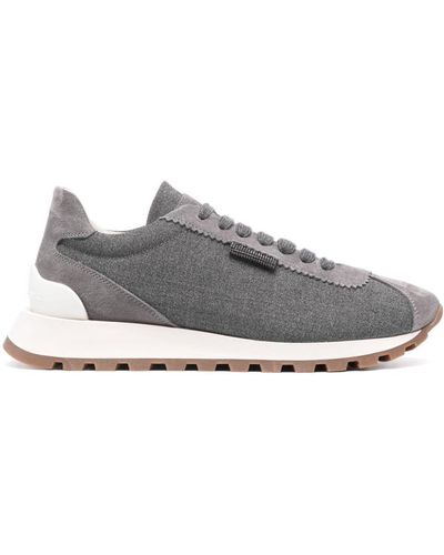 Brunello Cucinelli Trainers With Inserts - Grey