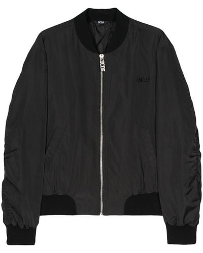 Gcds Bomber Jacket With Embroidered Logo - Black