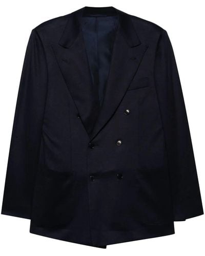 Kiton Double-Breasted Wool Blazer - Blue