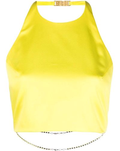 Gcds Cropped Top With Rhinestones - Yellow