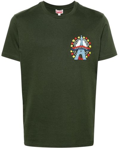 KENZO T-shirt Varsity Drawn con ricamo - Verde