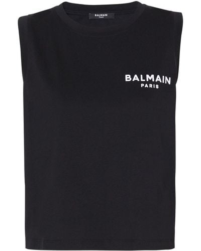 Balmain Top With Logo - Black