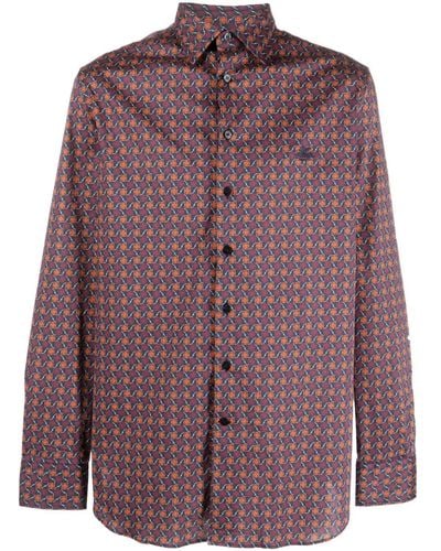 Etro Geometric-print Button-up Shirt - Purple