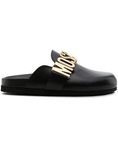 Moschino Mules With Logo - Black