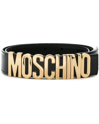Moschino Logo-plaque Buckled Belt - Black