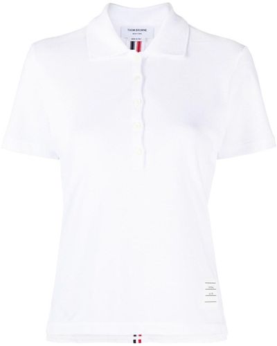 Thom Browne Polo Shirt With Striped Detail - White