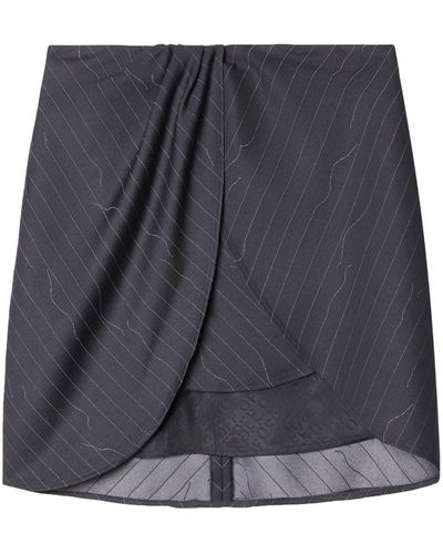 Off-White c/o Virgil Abloh Off- Draped Pinstripe Mini Skirt - Grey