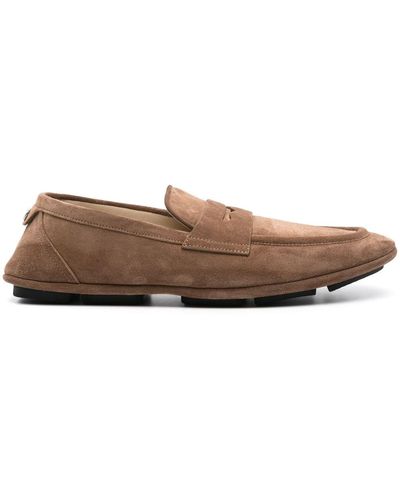 Dolce & Gabbana Loafers With Logo Plaque - Brown