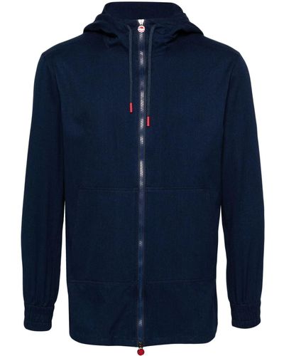 Kiton Shirt Jacket With Hood And Zip - Blue
