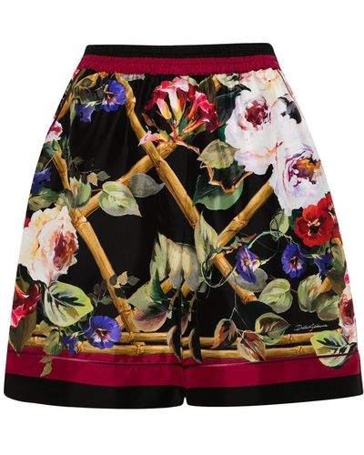 Dolce & Gabbana Shorts A Fiori - Rosso