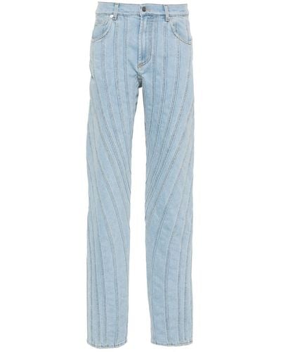 Mugler Jeans Con Dettaglio Cuciture - Blu