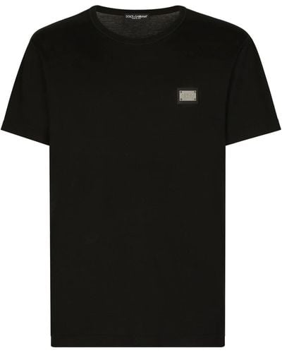 Dolce & Gabbana T-Shirt With Logo Plaque - Black