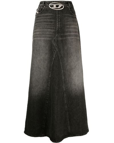 DIESEL De-Pago Denim Long Skirt - Black
